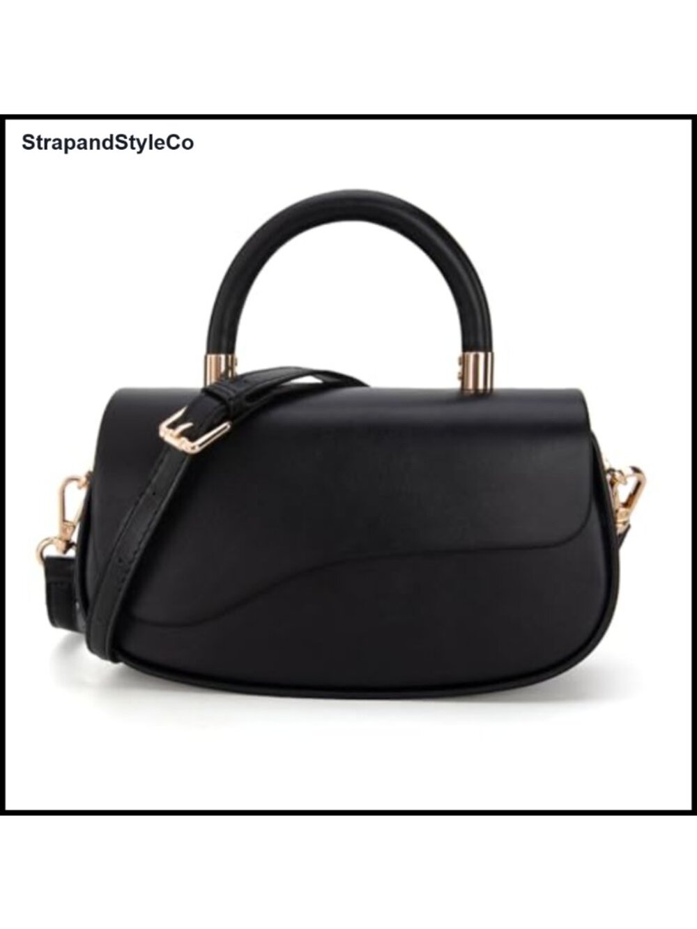 Vegan PU Leather Top Handle Crossbody Purse Mini Structured Handbag Detachable